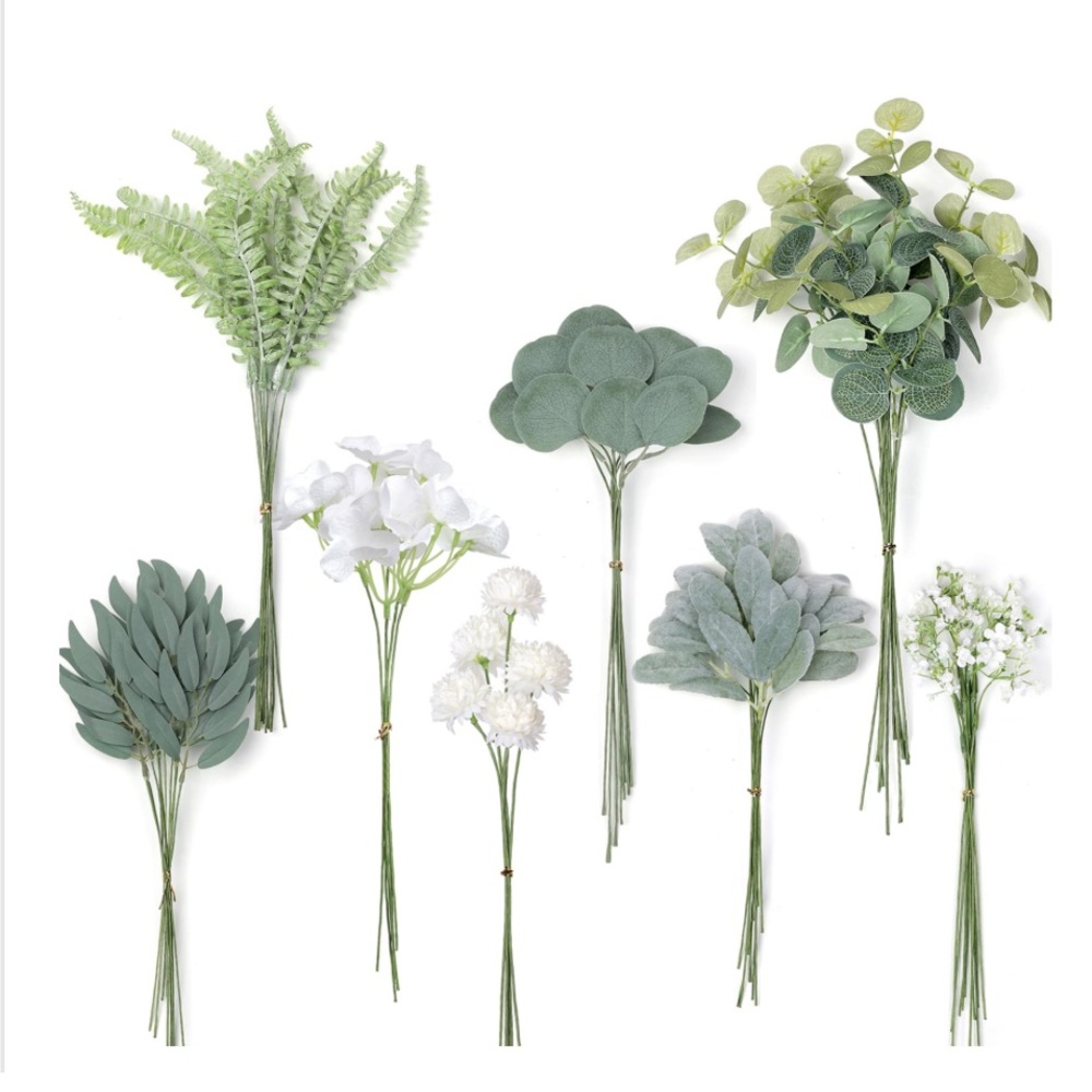 Artificial Greenery and White Floral 65 pc. Bundle